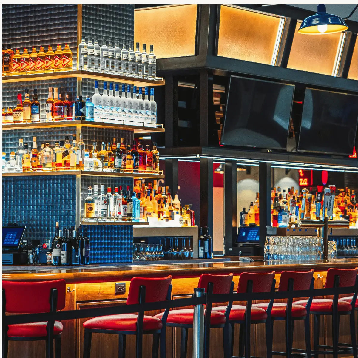 Busy bar with TV screens
